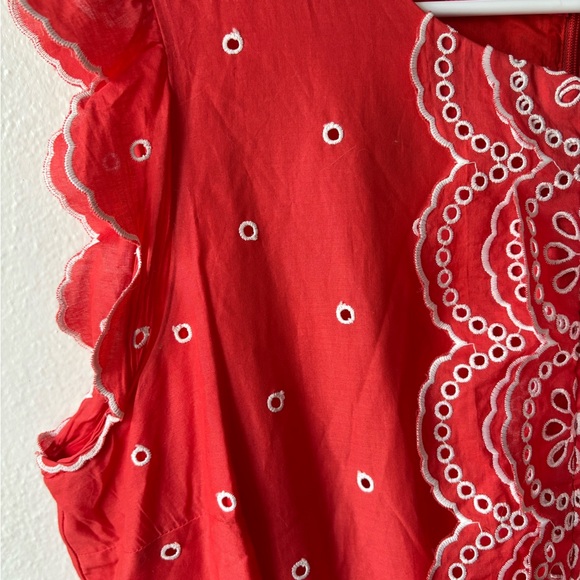 Boden Lucinda Broderie Red Sleeveless Embroidered Dress - Picture 4 of 9